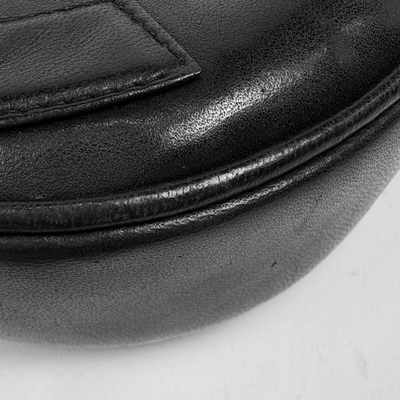 Chanel CC Logo Chain Shoulder Bag Fringe Leather Black