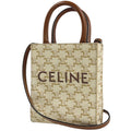 Celine Mini Vertical Cabas Triomphe 2-Way Shoulder Bag Tote White Brown