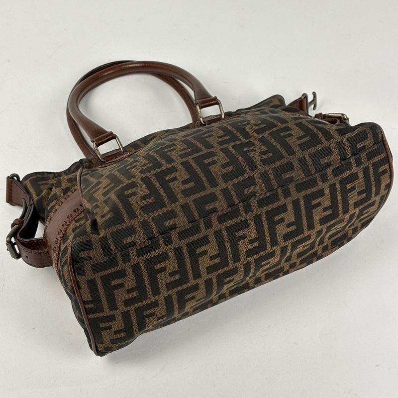 Fendi Etnico Tote Zucca Pattern Canvas Brown