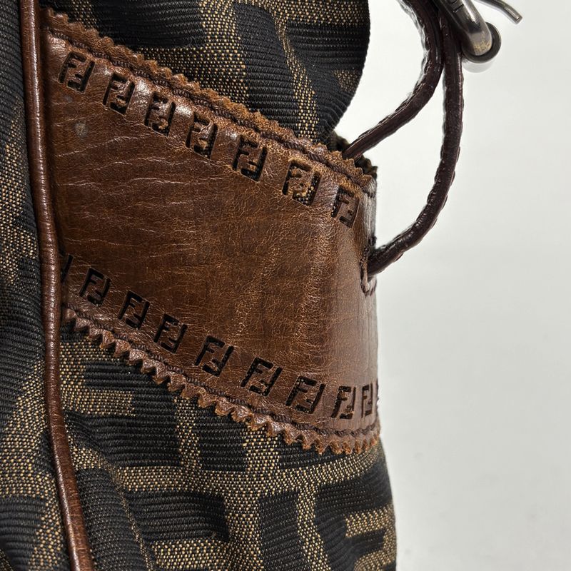 Fendi Etnico Tote Zucca Pattern Canvas Brown