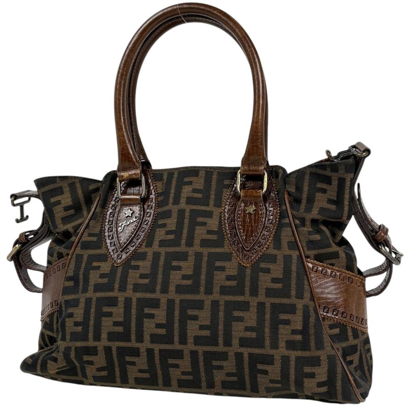 Fendi Etnico Tote Zucca Pattern Canvas Brown