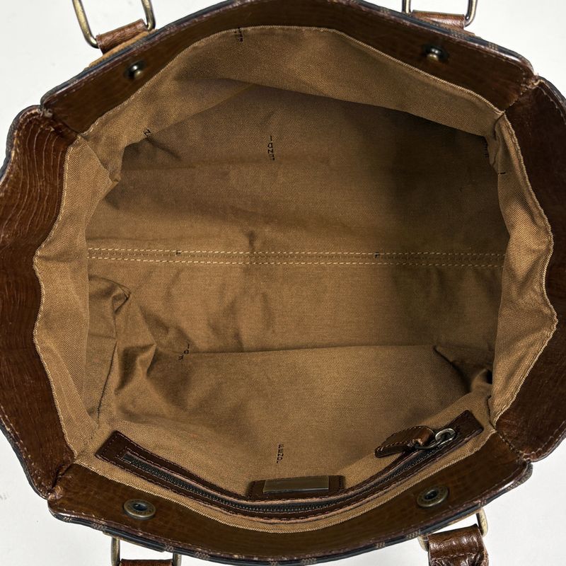 Fendi Etnico Tote Zucca Pattern Canvas Brown
