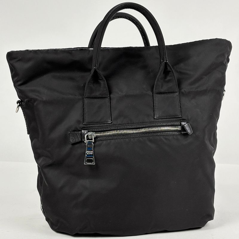 Prada Tote Plaid Pattern Reversible 2-Way Shoulder Bag