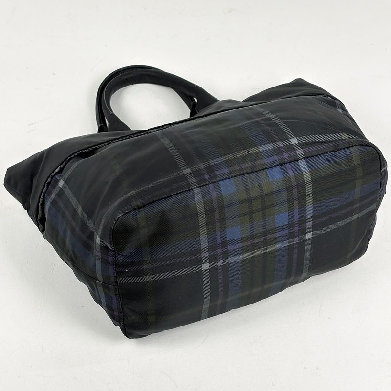 Prada Tote Plaid Pattern Reversible 2-Way Shoulder Bag