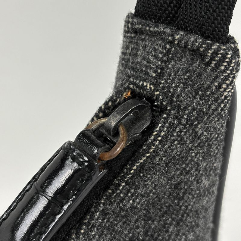 Prada Sports Logo Shoulder Bag Wool Gray