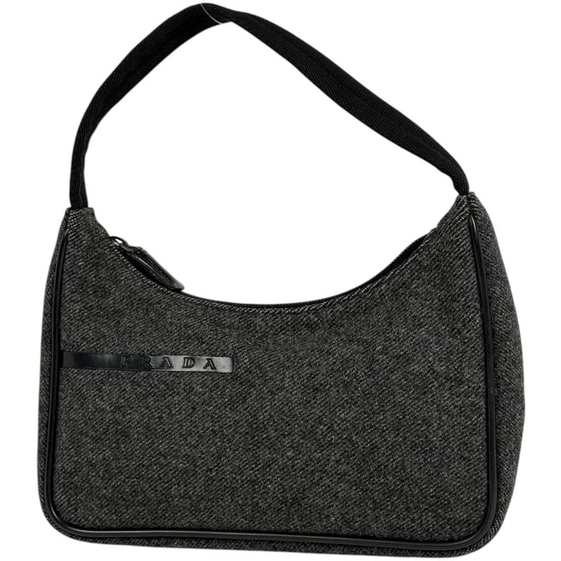 Prada Sports Logo Shoulder Bag Wool Gray