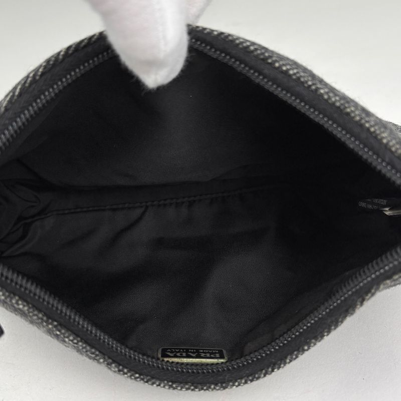 Prada Sports Logo Shoulder Bag Wool Gray