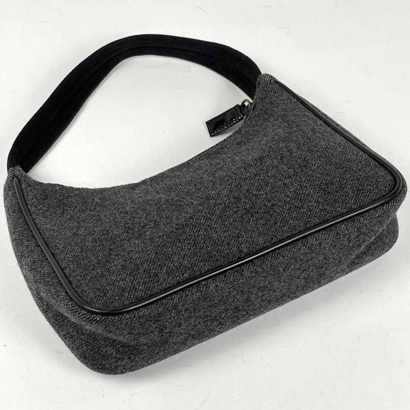 Prada Sports Logo Shoulder Bag Wool Gray