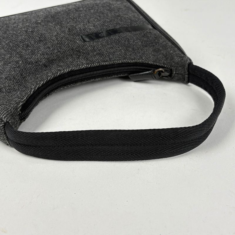 Prada Sports Logo Shoulder Bag Wool Gray