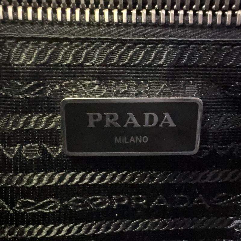 Prada Tessuto Quilted Leather Nylon Black Backpack Silver