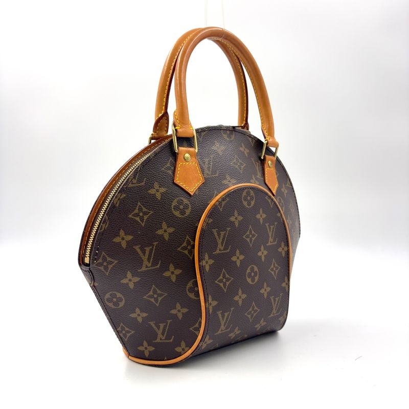 Louis Vuitton Ellipse PM Monogram Leather Brown Handbag Gold