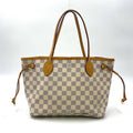 Louis Vuitton Neverfull PM Damier Azur Leather White Handbag X Light Brown