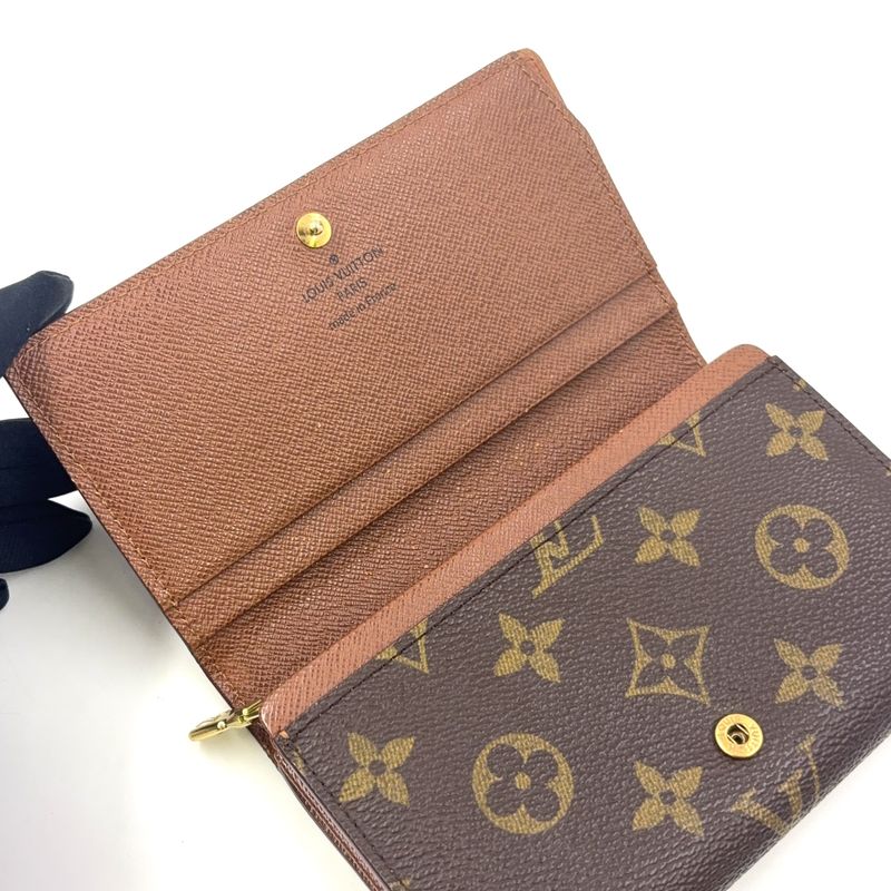 Louis Vuitton Porte Monnaie Billets Tresor Monogram Leather Brown Bifold