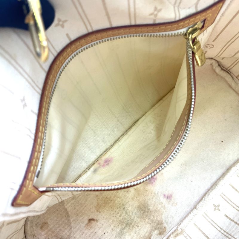 Louis Vuitton Neverfull PM Damier Azur Leather White Handbag X Light Brown