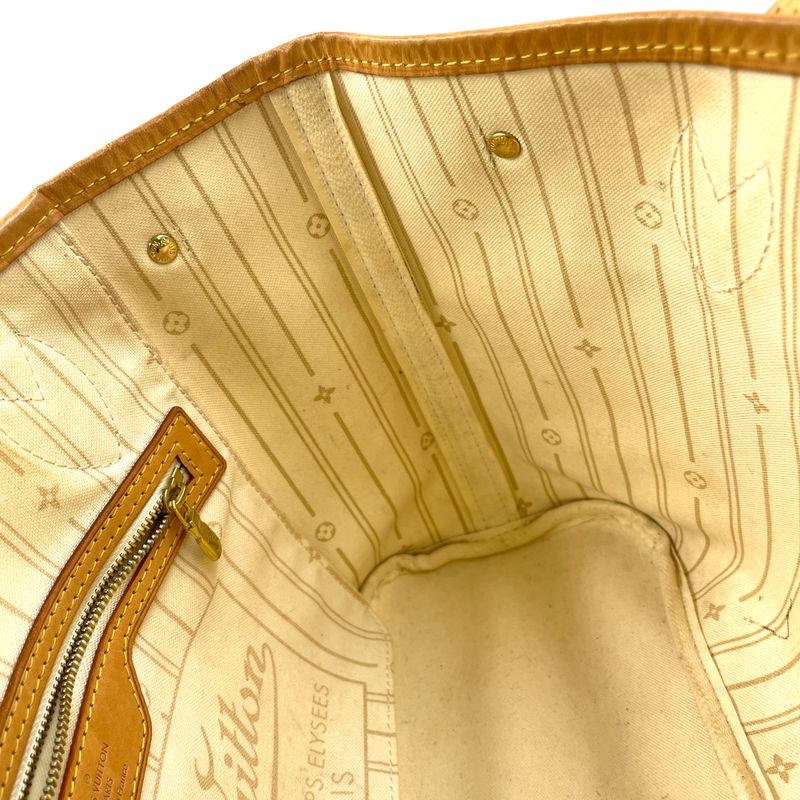 Louis Vuitton Neverfull PM Damier Azur Leather White Handbag X Light Brown