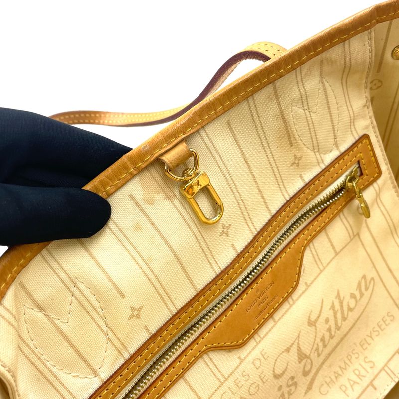 Louis Vuitton Neverfull PM Damier Azur Leather White Handbag X Light Brown