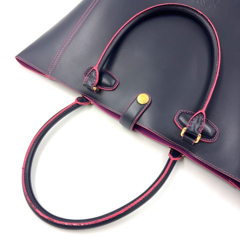 Loewe Leo Anagram Leather Pink Black Tote X