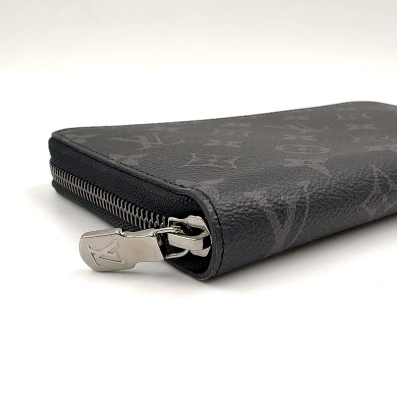 Louis Vuitton Zippy Organizer NM Monogram Eclipse Wallet Leather Canvas Gray Black