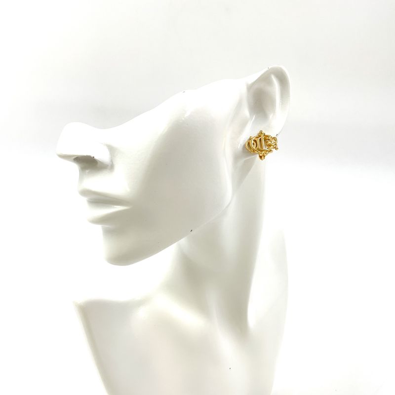Dior Emblem Motif Gold Plated Earrings