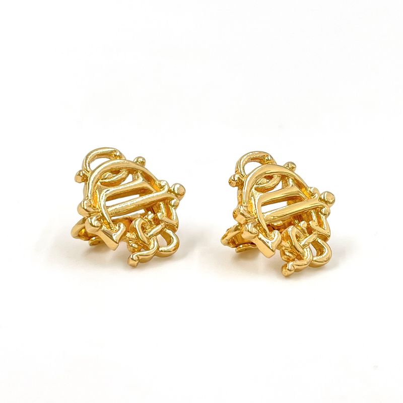 Dior Emblem Motif Gold Plated Earrings