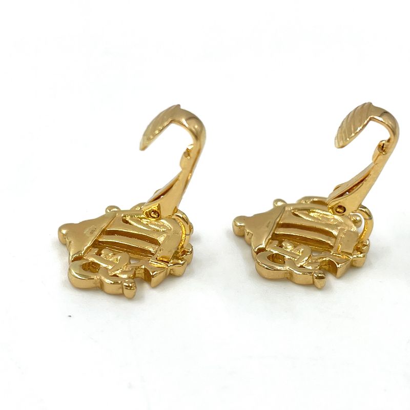 Dior Emblem Motif Gold Plated Earrings