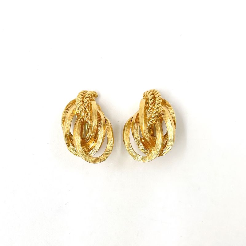 Dior Vintage Gigold Twist Gold Plated Earrings