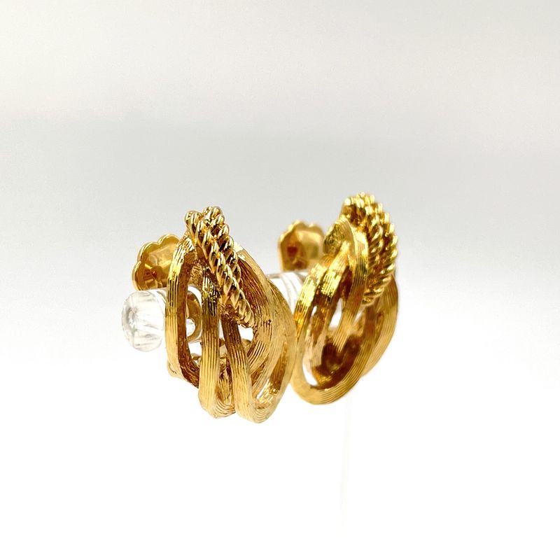 Dior Vintage Gigold Twist Gold Plated Earrings