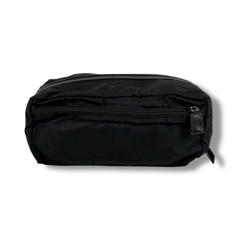 Prada Triangle Logo Clutch Multi Pouch Tessuto Nylon Black Nero