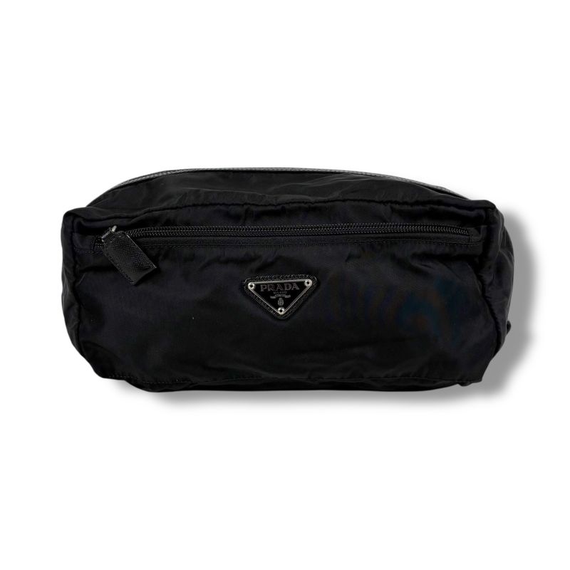 Prada Triangle Logo Clutch Multi Pouch Tessuto Nylon Black Nero