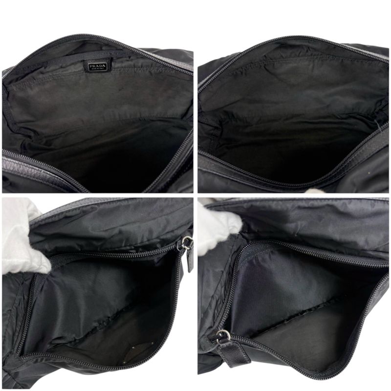 Prada Triangle Logo Clutch Multi Pouch Tessuto Nylon Black Nero