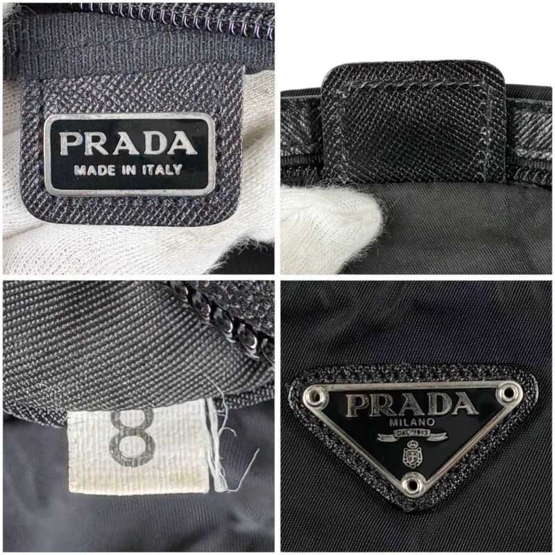 Prada Triangle Logo Clutch Multi Pouch Tessuto Nylon Black Nero
