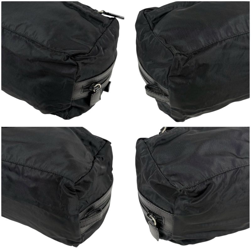 Prada Triangle Logo Clutch Multi Pouch Tessuto Nylon Black Nero