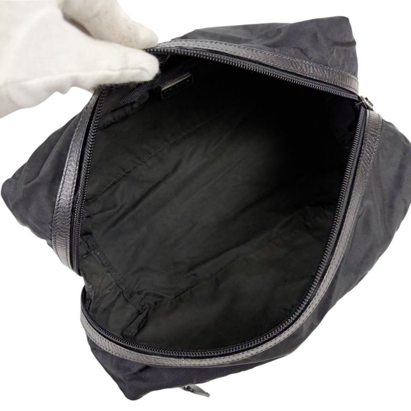 Prada Triangle Logo Clutch Multi Pouch Tessuto Nylon Black Nero