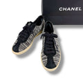 Chanel Tweed Low Cut Sneakers Black CC Logo 39