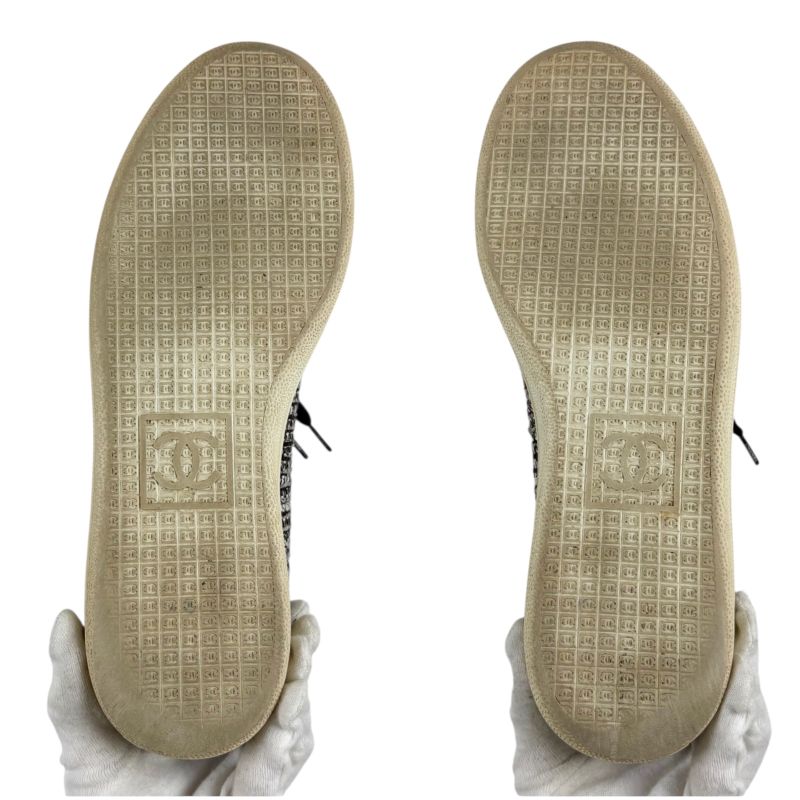 Chanel Tweed Low Cut Sneakers Black CC Logo 39
