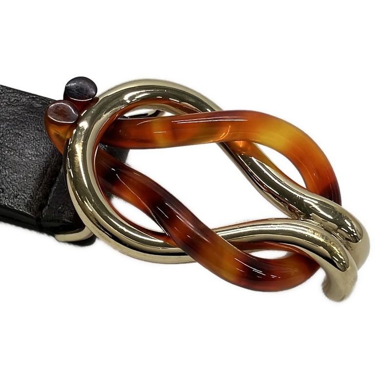 Gucci Belt 85.34 Dark Brown Gold Leather Dark X