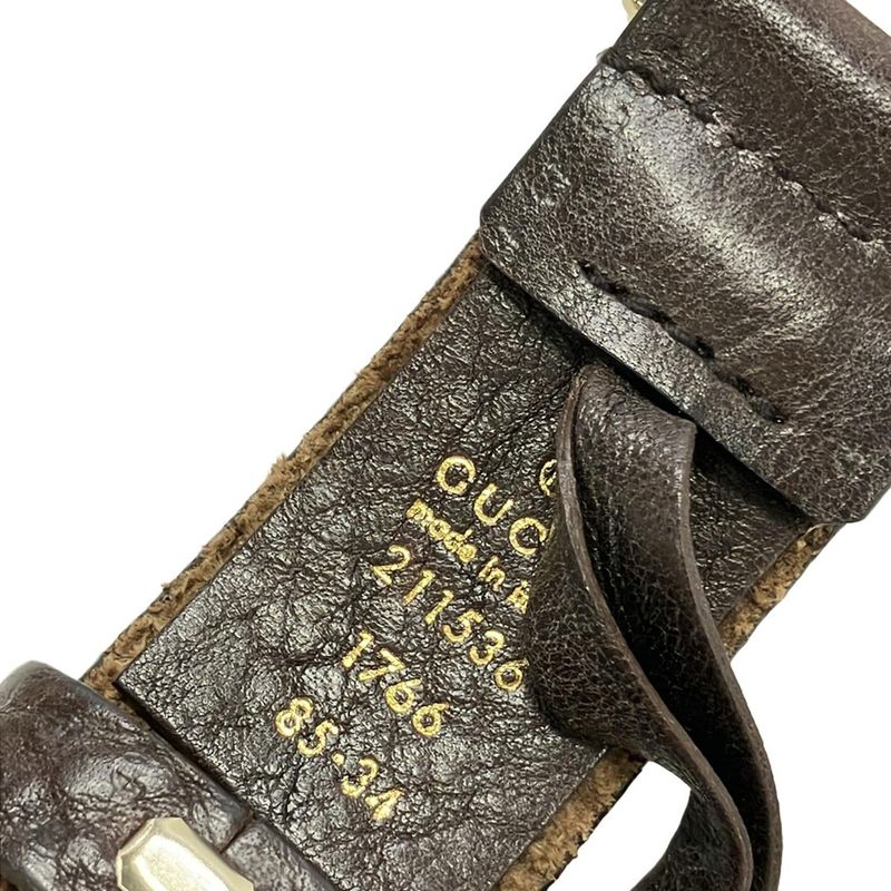 Gucci Belt 85.34 Dark Brown Gold Leather Dark X