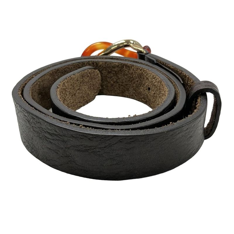 Gucci Belt 85.34 Dark Brown Gold Leather Dark X