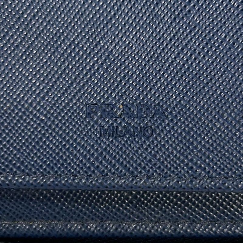 Prada Wallet Navy Double Zip Organizer Zip Around Leather