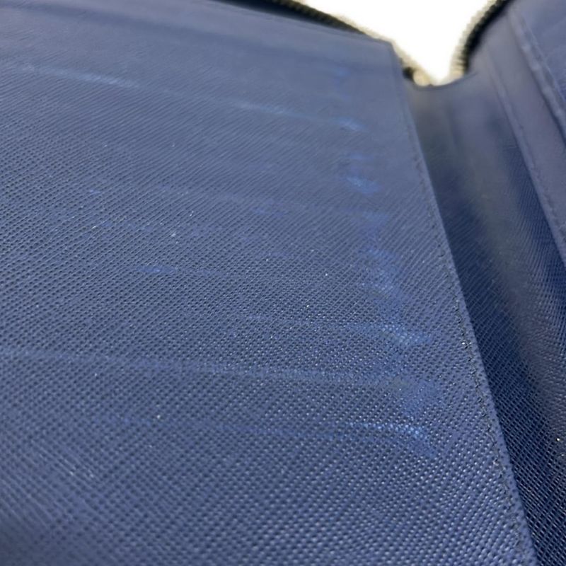 Prada Wallet Navy Double Zip Organizer Zip Around Leather