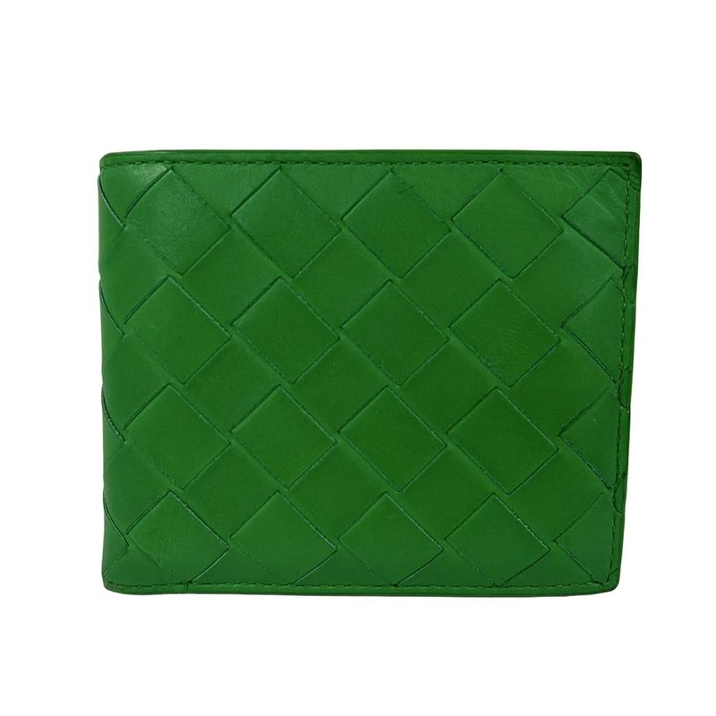 Bottega Veneta Bifold Wallet Intrecciato Green Leather