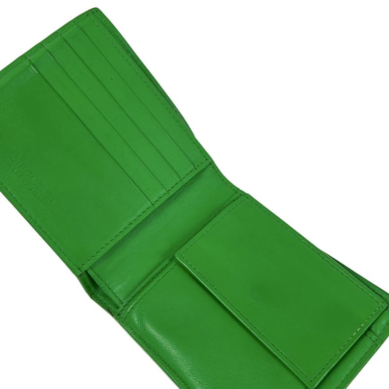 Bottega Veneta Bifold Wallet Intrecciato Green Leather