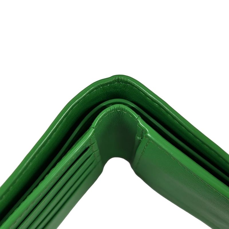 Bottega Veneta Bifold Wallet Intrecciato Green Leather