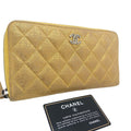 Chanel Zip Around Quilted Gold Yellow