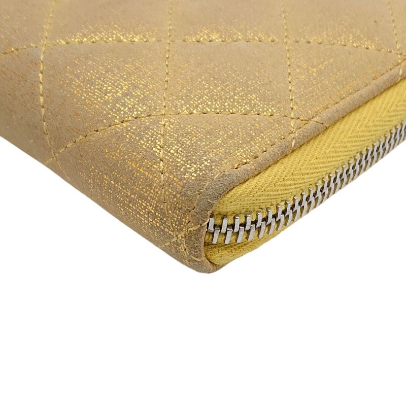 Chanel Zip Around Quilted Gold Yellow