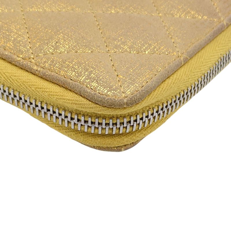 Chanel Zip Around Quilted Gold Yellow