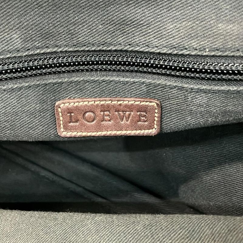 Loewe Handbag Anagram Pattern Light Blue Dark Brown Leather