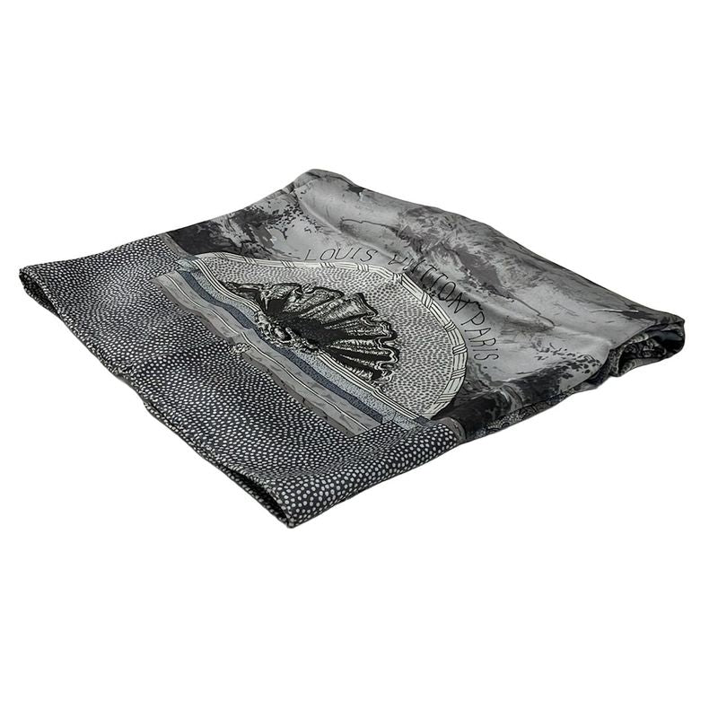 Louis Vuitton Shawl Dark Gray Multi Silk Dark