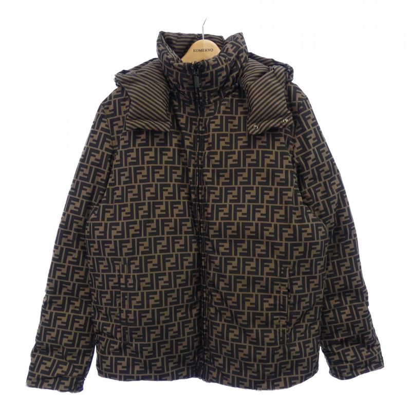 Fendi FF Motif Down Jacket Beige Brown
