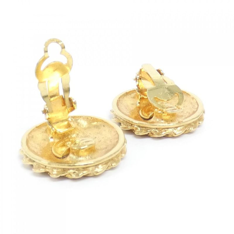Chanel Vintage Earrings Gold Crystal